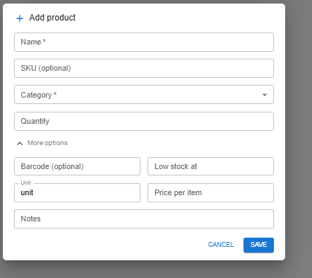 Add a product form